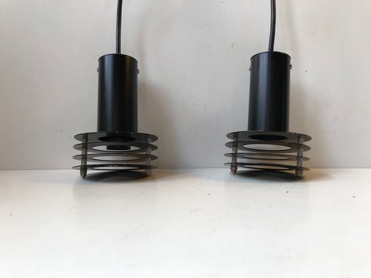 Small Minimalist Black Pendant Lamps from Lyfa, Denmark 1970s, Set of 2-LCR-666525