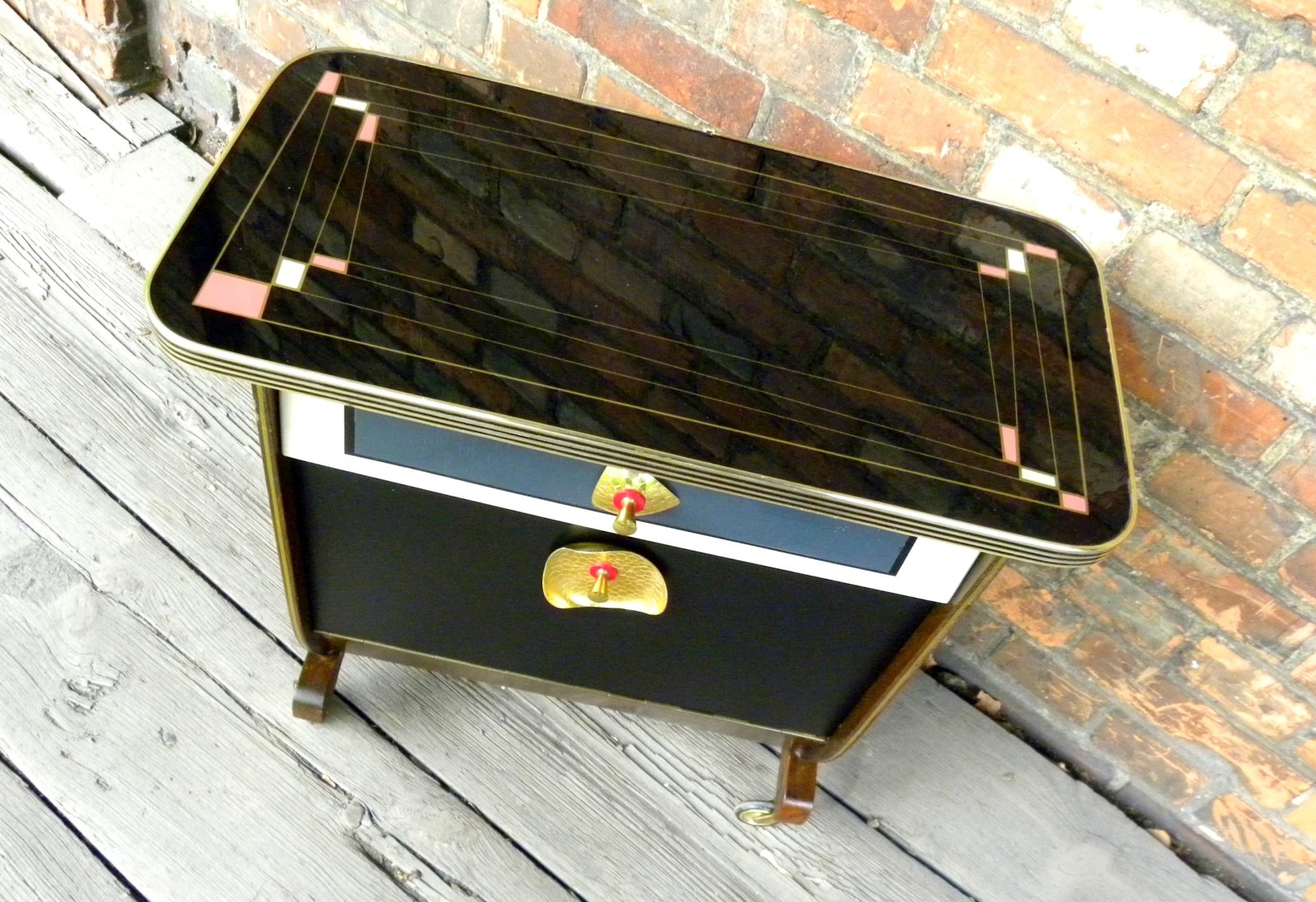 Small Mobile Table with Magazine Rack and Storage, Italy, 1950s