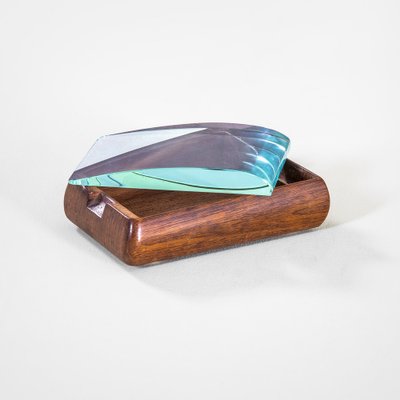 Small Model 1132 Cigarette Box in Crystal and Wood by Pietro Chiesa for Fontana Arte, 1950s-FWM-1790305