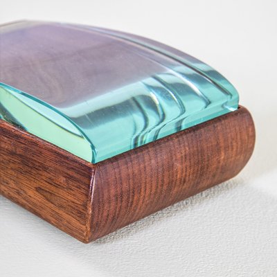 Small Model 1132 Cigarette Box in Crystal and Wood by Pietro Chiesa for Fontana Arte, 1950s-FWM-1790305