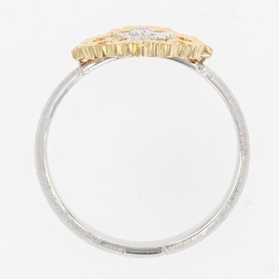 Small Modern Ring in 18 Karat Yellow White Arabesque with Diamonds-OLU-1315800