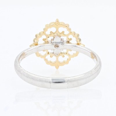 Small Modern Ring in 18 Karat Yellow White Arabesque with Diamonds-OLU-1315800