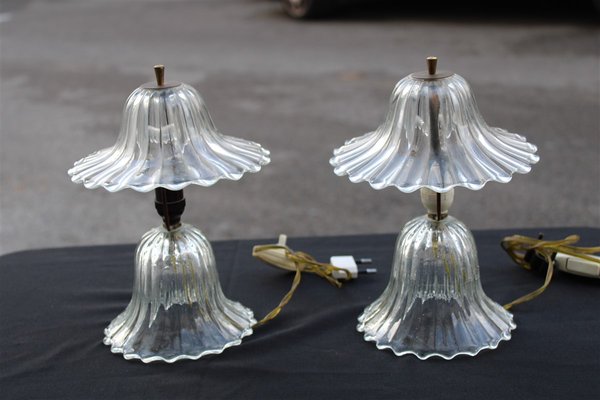 Small Mushroom Bedside Lamps from Barovier, 1940s, Set of 2-EH-2035335