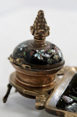 Small Napoleon III Inkwell in Bronze and Enamel, 19th Century-RVK-1028123