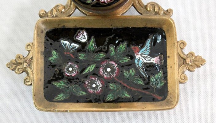 Small Napoleon III Inkwell in Bronze and Enamel, 19th Century-RVK-1028123