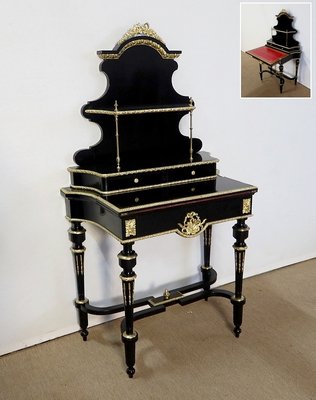 Small Napoleon III Mid 19th Century Black Wooden Desk-RVK-1118405