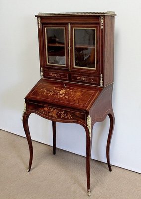 Small Napoleon III Secretaire with Showcase, Mid-19th Century-RVK-978472