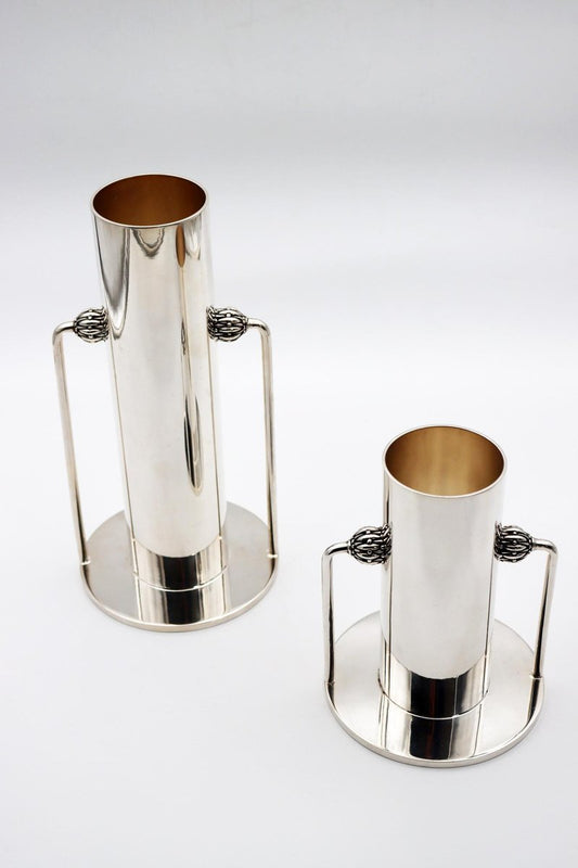 Small or Tall Silver Bronze Vase by Richard Lauret, Set of 2