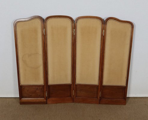 Small Painted Silk & Solid Walnut Screen, 1900-RVK-1186352