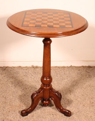 Small Pedestal Table with Checkerboard Top-HPU-2033770