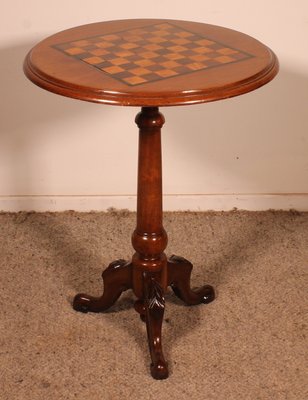 Small Pedestal Table with Checkerboard Top-HPU-2033770