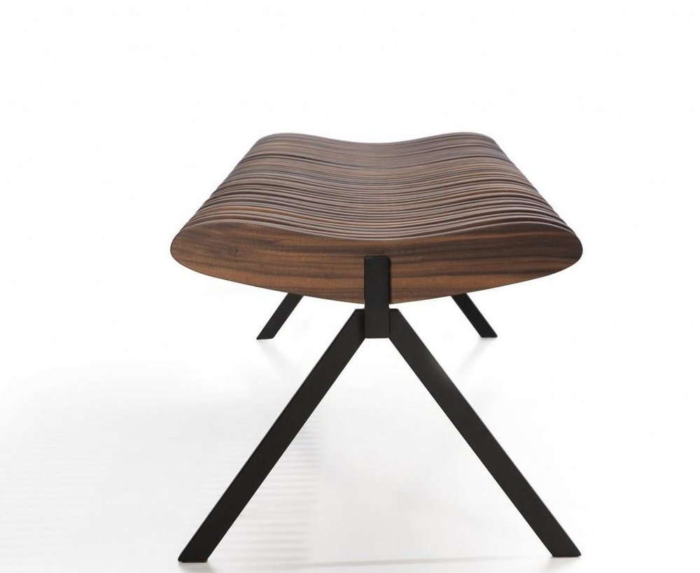 Small Perlude Natural Walnut Bench by Caroline Voet