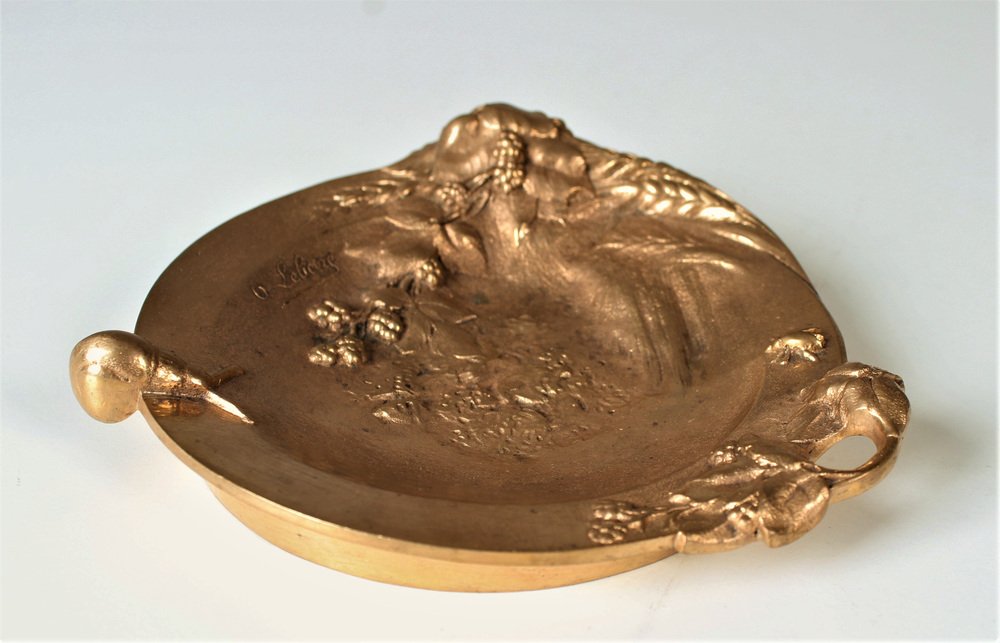 Small Plate in Gilded Bronze from Octave Georges Lelievre, 1869