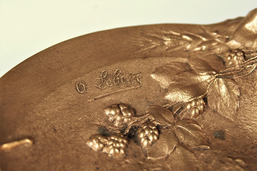 Small Plate in Gilded Bronze from Octave Georges Lelievre, 1869