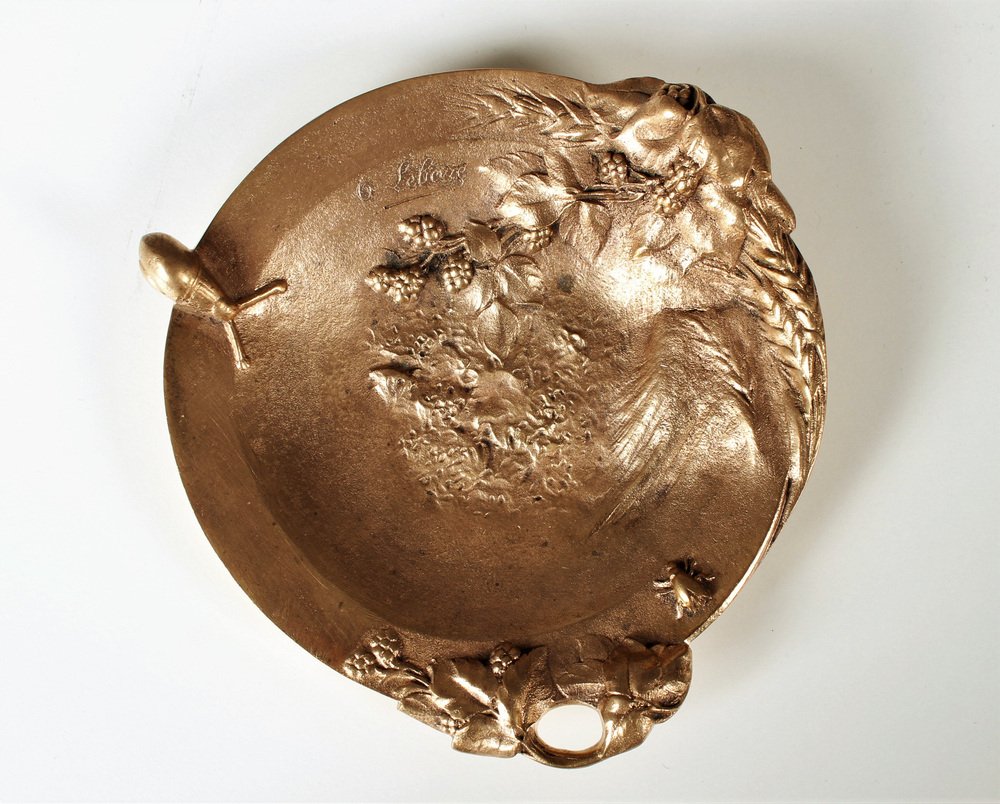 Small Plate in Gilded Bronze from Octave Georges Lelievre, 1869