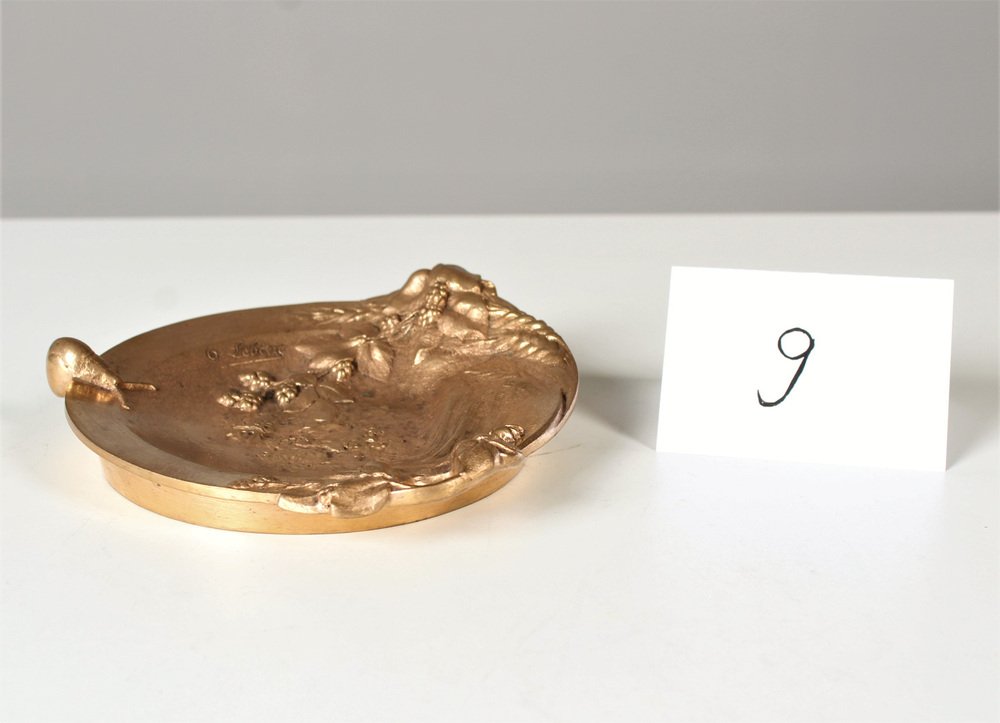 Small Plate in Gilded Bronze from Octave Georges Lelievre, 1869