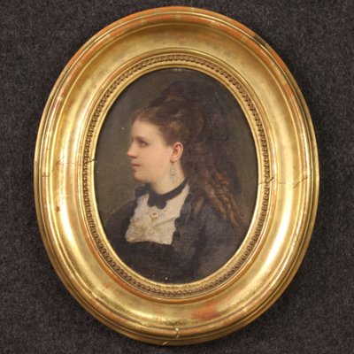 Small Portrait of a Woman, 19th-Century, Oil on Canvas, Framed-RP-1289530