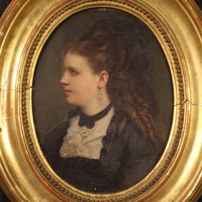 Small Portrait of a Woman, 19th-Century, Oil on Canvas, Framed-RP-1289530