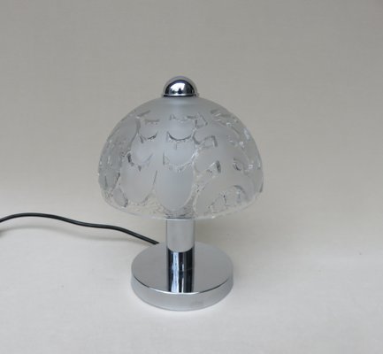 Small Pressed Glass and Chrome Mushroom Table Lamps from Peill & Putzler, 1970s, Set of 2-EY-666495