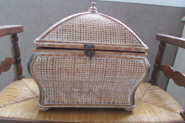 Small Rattan and Wood Toy Box, 1980s-RDN-2028984