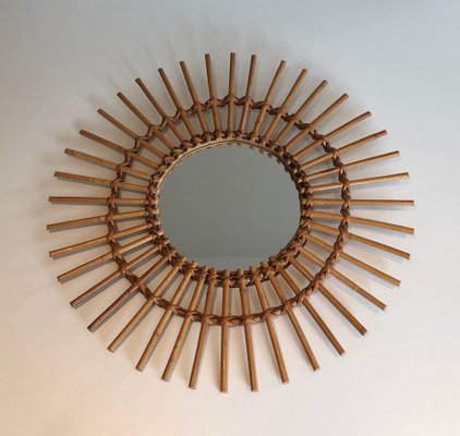 Small Rattan Mirror, 1970s-BA-1573467