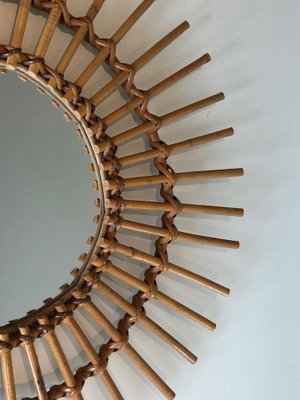 Small Rattan Mirror, 1970s-BA-1573467