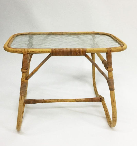 Small Rattan Side or Coffee Table by Dirk Van Sliedregt for Rohe Noordwolde, 1950s