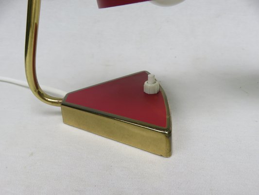 Small Red and Blue Brass Bedside Table Lights, 1950s, Set of 2-EY-1115250