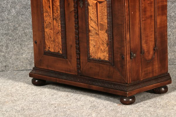 Small Renaissance Cabinet in Chiselled Iron & Walnut-DXD-2023653