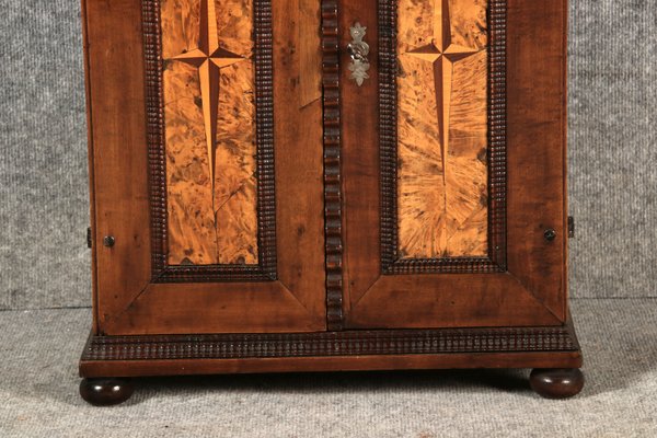 Small Renaissance Cabinet in Chiselled Iron & Walnut-DXD-2023653