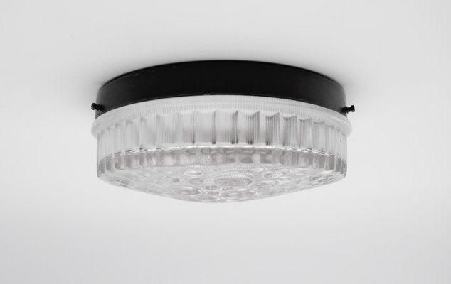 Small Round Clear Glass Flush Mount, Germany, 1960s-KQB-1694614