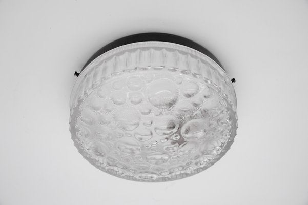 Small Round Clear Glass Flush Mount, Germany, 1960s-KQB-1694614