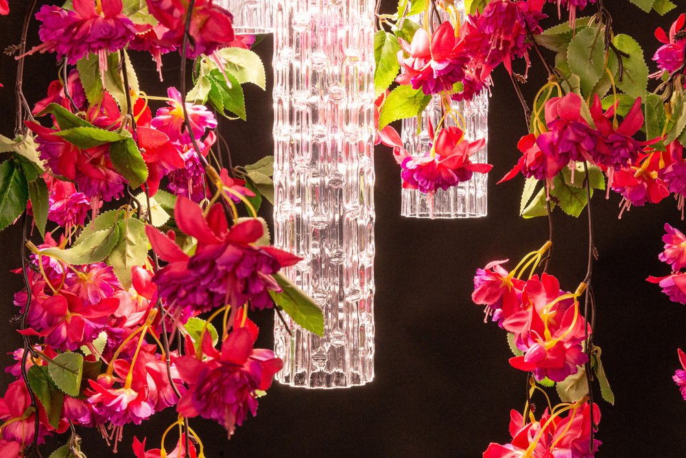 Small Round Flower Power Fuchsia Cascade Chandelier in Fuchsia Color from VGnewtrend, Italy