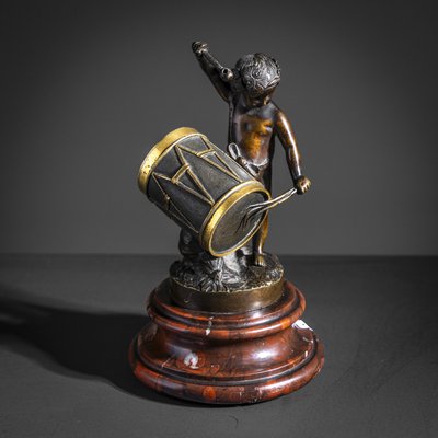 Small Sculpture of a Drumming Child, Late 19th Century, Bronze-VEI-2021313