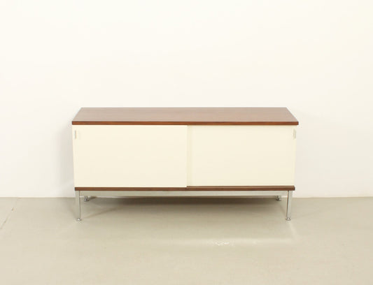 Small Sideboard with Lacquered Sliding Doors from Airborne, France, 1960s