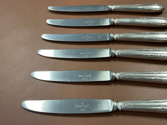 Small Silver Metal and Stainless Steel Knives from Paris Ravinet, Set of 12-QYF-1725339