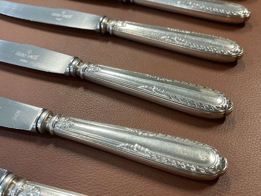 Small Silver Metal and Stainless Steel Knives from Paris Ravinet, Set of 12-QYF-1725339