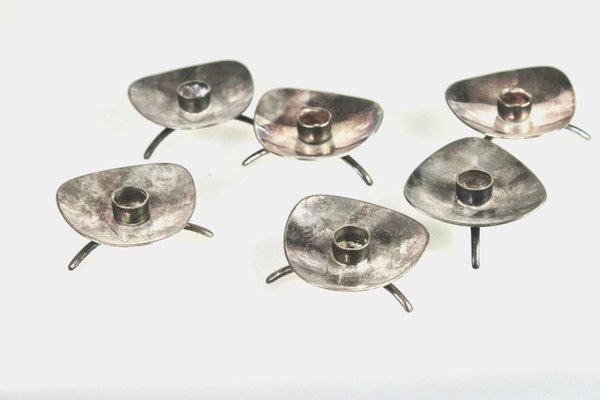 Small Silver Plated Atla Candleholders from Cohr, Set of 6-HYQ-1226157