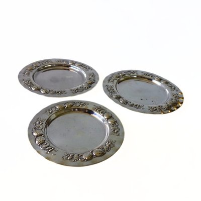 Small Silver Plated Plates from Augsburger, Sweden, 1900s, Set of 3-JKV-2023200