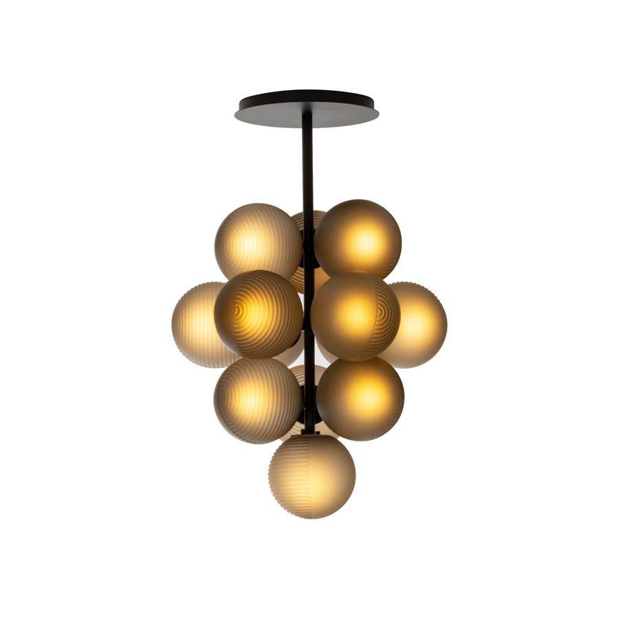 Small Smoky Grey Acetate Champagne Stellar Grape Pendant Lamp by Pulpo