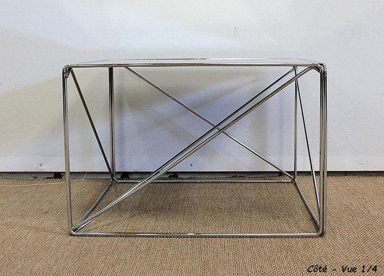 Small Sofa End Table in Chromed Metal by Max Sauze, 1970s-RVK-985007