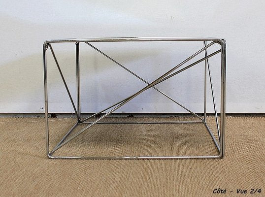 Small Sofa End Table in Chromed Metal by Max Sauze, 1970s-RVK-985007