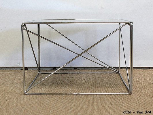 Small Sofa End Table in Chromed Metal by Max Sauze, 1970s-RVK-985007