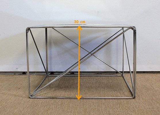 Small Sofa End Table in Chromed Metal by Max Sauze, 1970s-RVK-985007