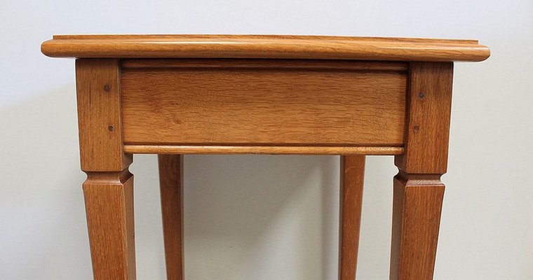 Small Solid Oak Blonde Side Table, 1950s-RVK-948655