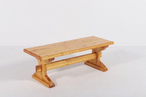 Small Solid Pine Bench Coffee Table, 1980s, Sweden-KMC-975274