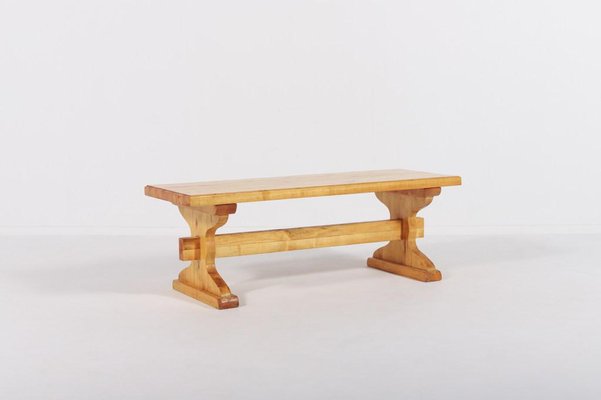 Small Solid Pine Bench Coffee Table, 1980s, Sweden-KMC-975274