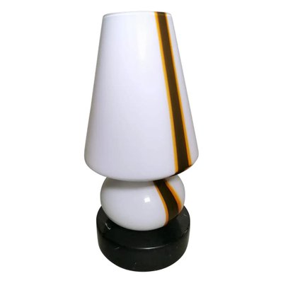 Small Space Age Table Lamp in Opaline Murano Glass & Marble in Carlo Moretti Style-QRS-1327711