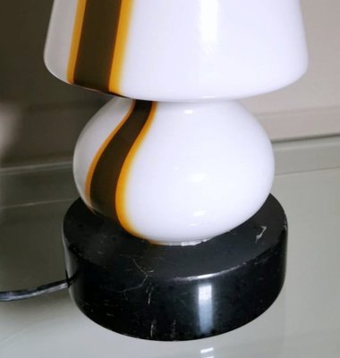 Small Space Age Table Lamp in Opaline Murano Glass & Marble in Carlo Moretti Style-QRS-1327711