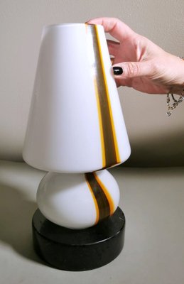 Small Space Age Table Lamp in Opaline Murano Glass & Marble in Carlo Moretti Style-QRS-1327711